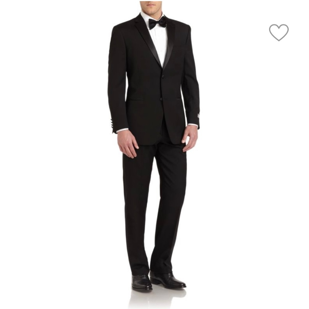 IKE BEHAR Satin Notched-Lapel Wool Tuxedo